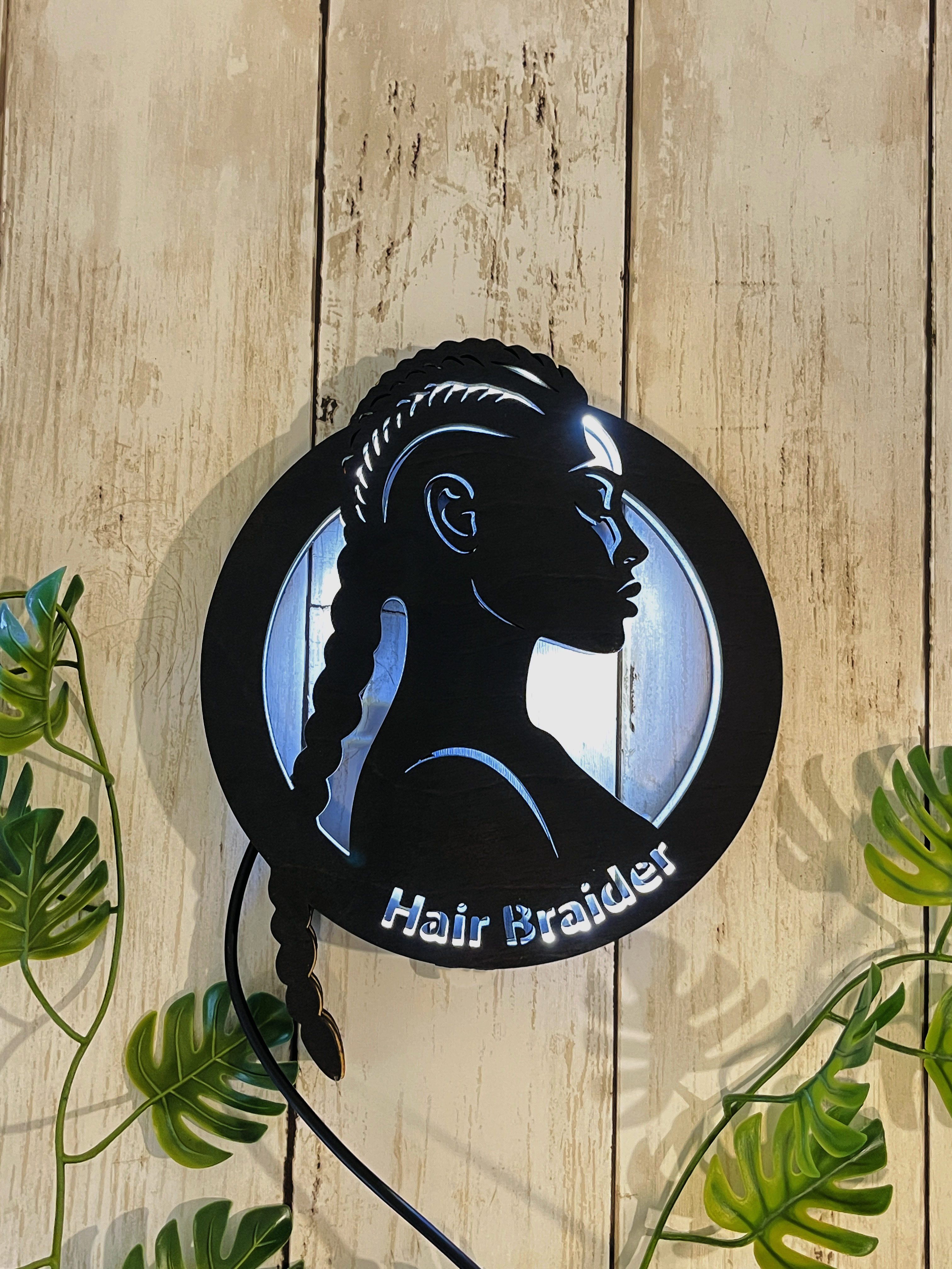 Personalized Hair Braider Sign Custom Braiding Salon Decor Hair Stylist Wall Art Beauty Salon Sign Wood or Acrylic Sign