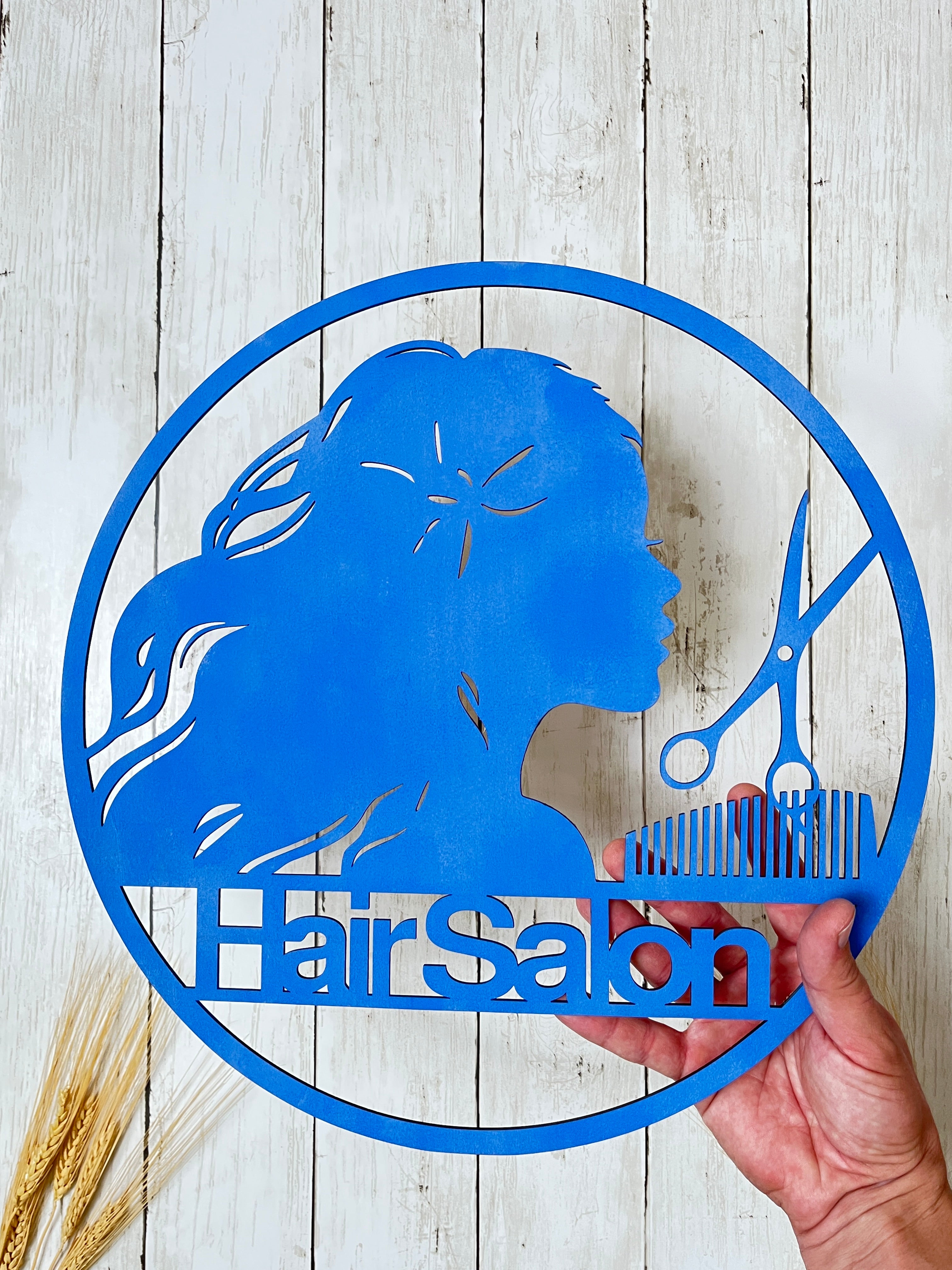 Personalized Hair Salon Wall Sign – Wooden Beauty Salon Decor, Custom Hair Stylist Sign, Barber Shop Wall Art