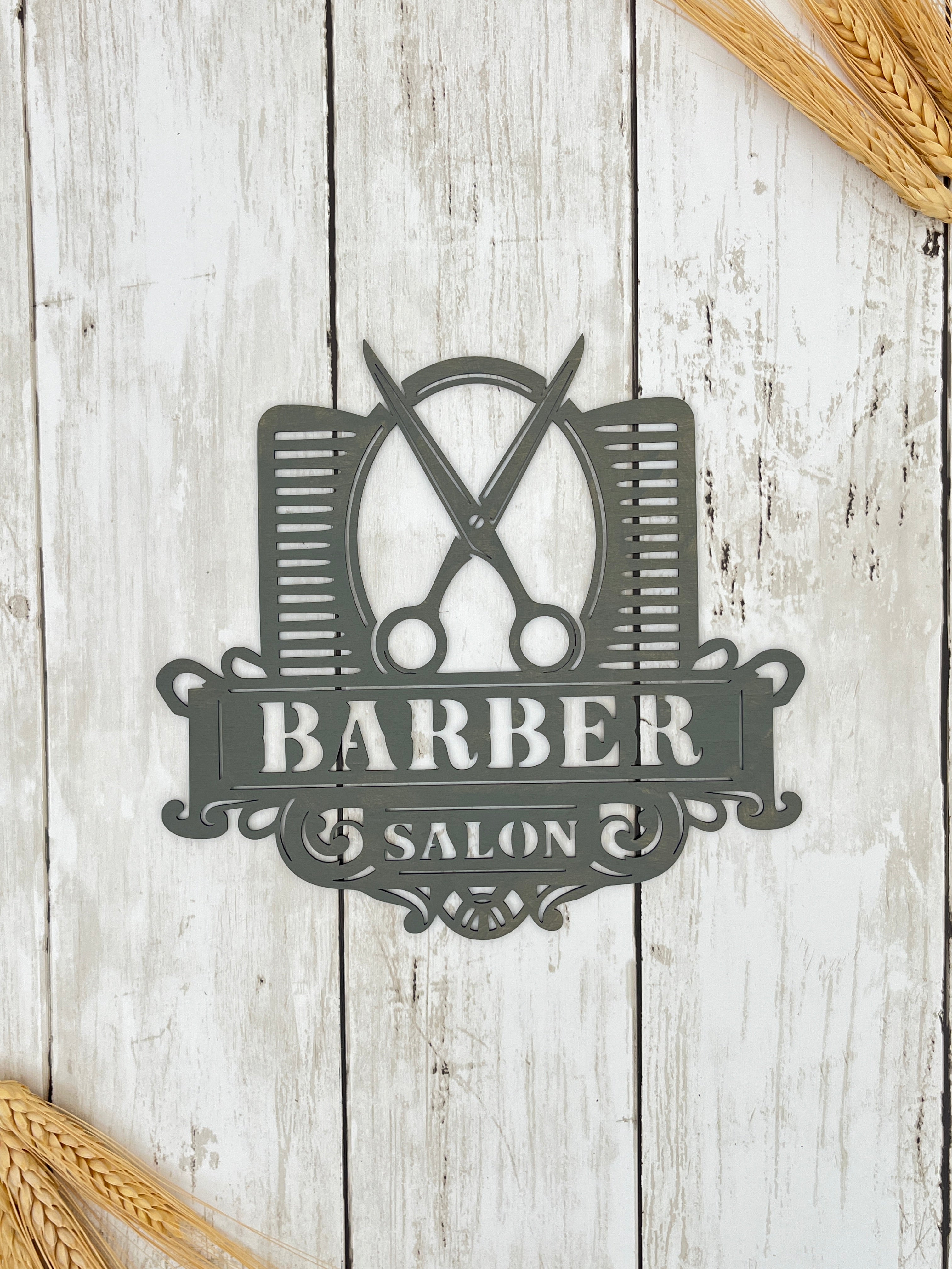 Personalized Barber Shop Sign Custom Name Wall Decor Barber Salon Sign Hair Stylist Gift Wood or Acrylic Barbershop Decor