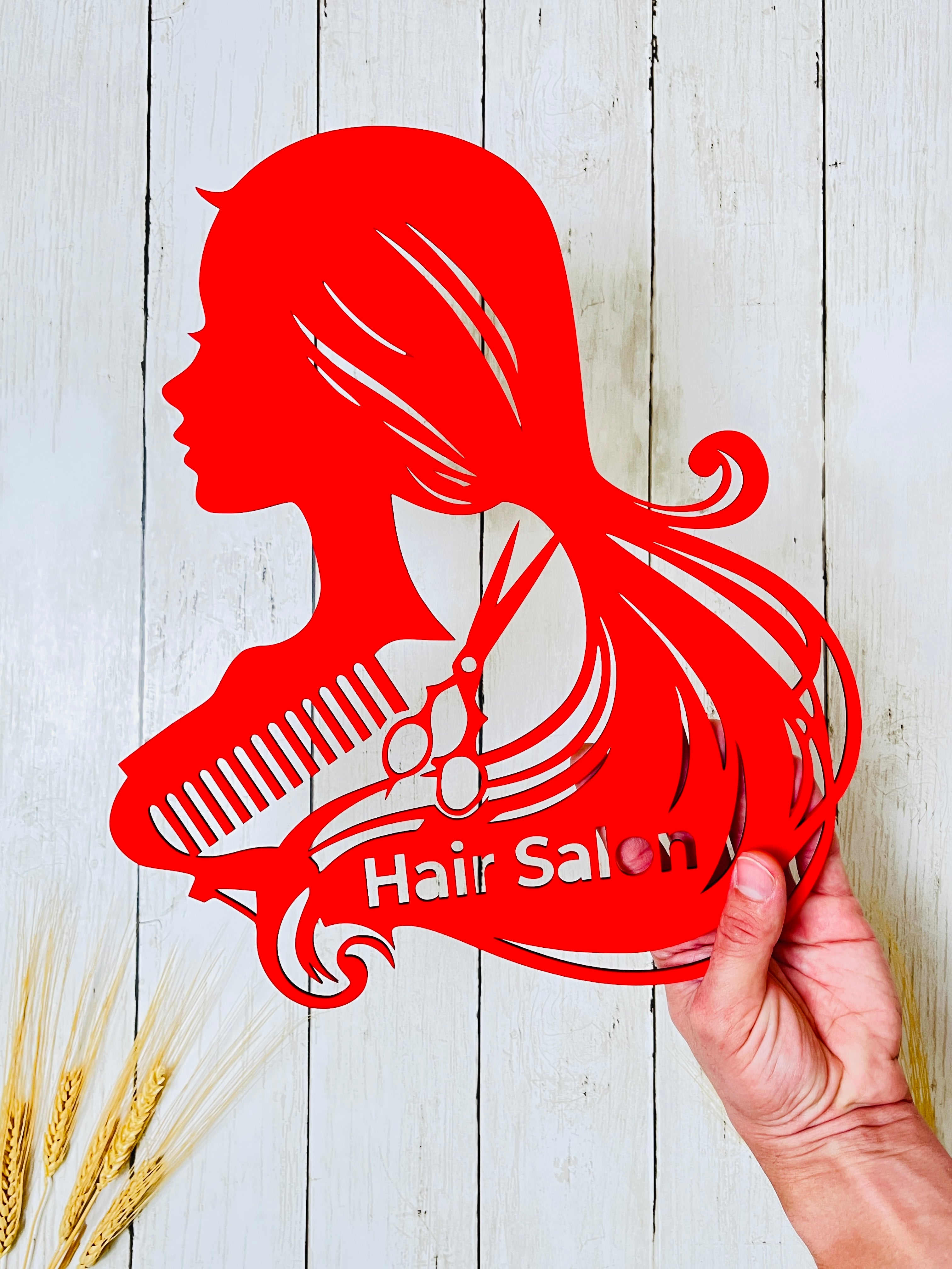 Custom Wooden Hair Salon Wall Sign – Elegant Beauty Studio Decor