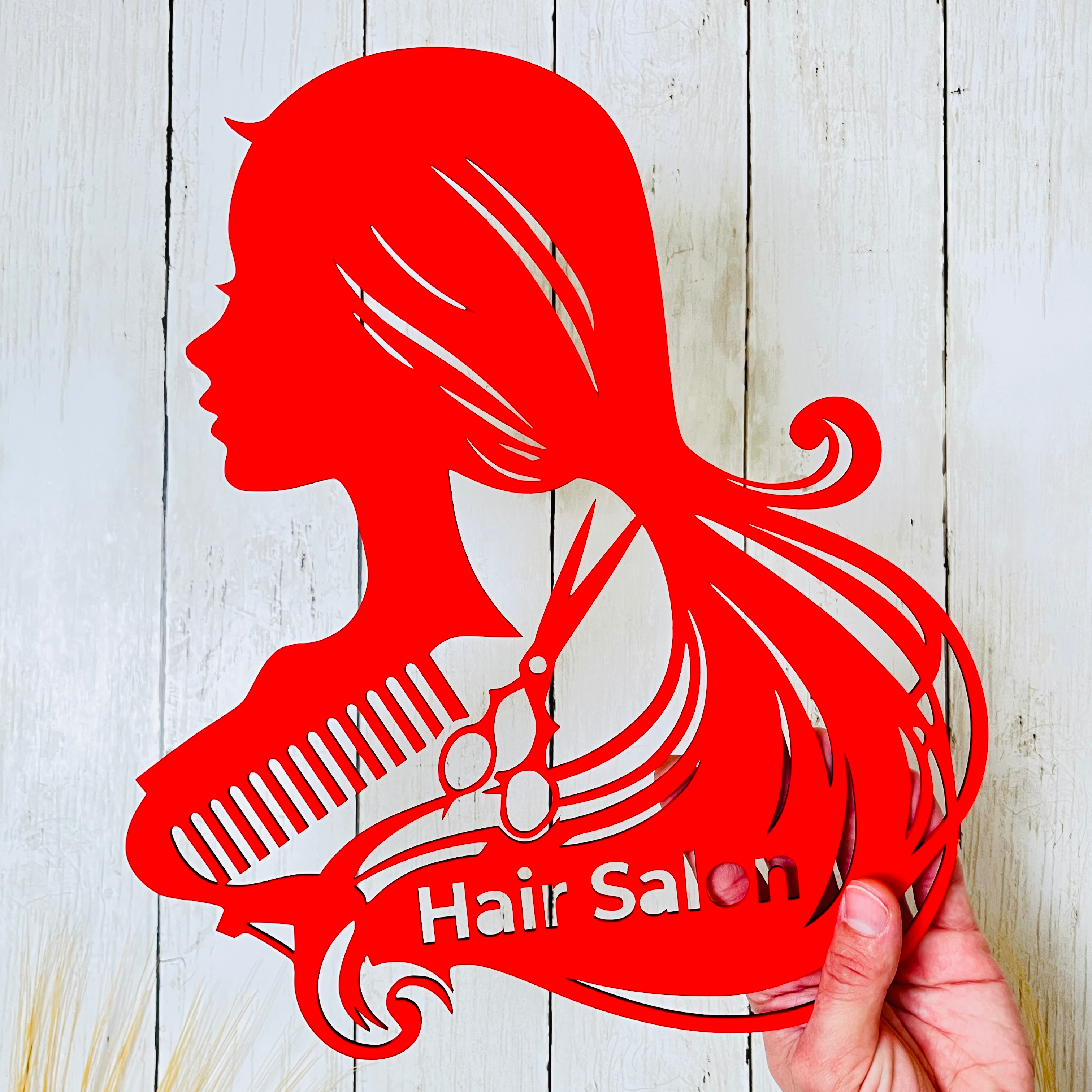 Custom Wooden Hair Salon Wall Sign – Elegant Beauty Studio Decor