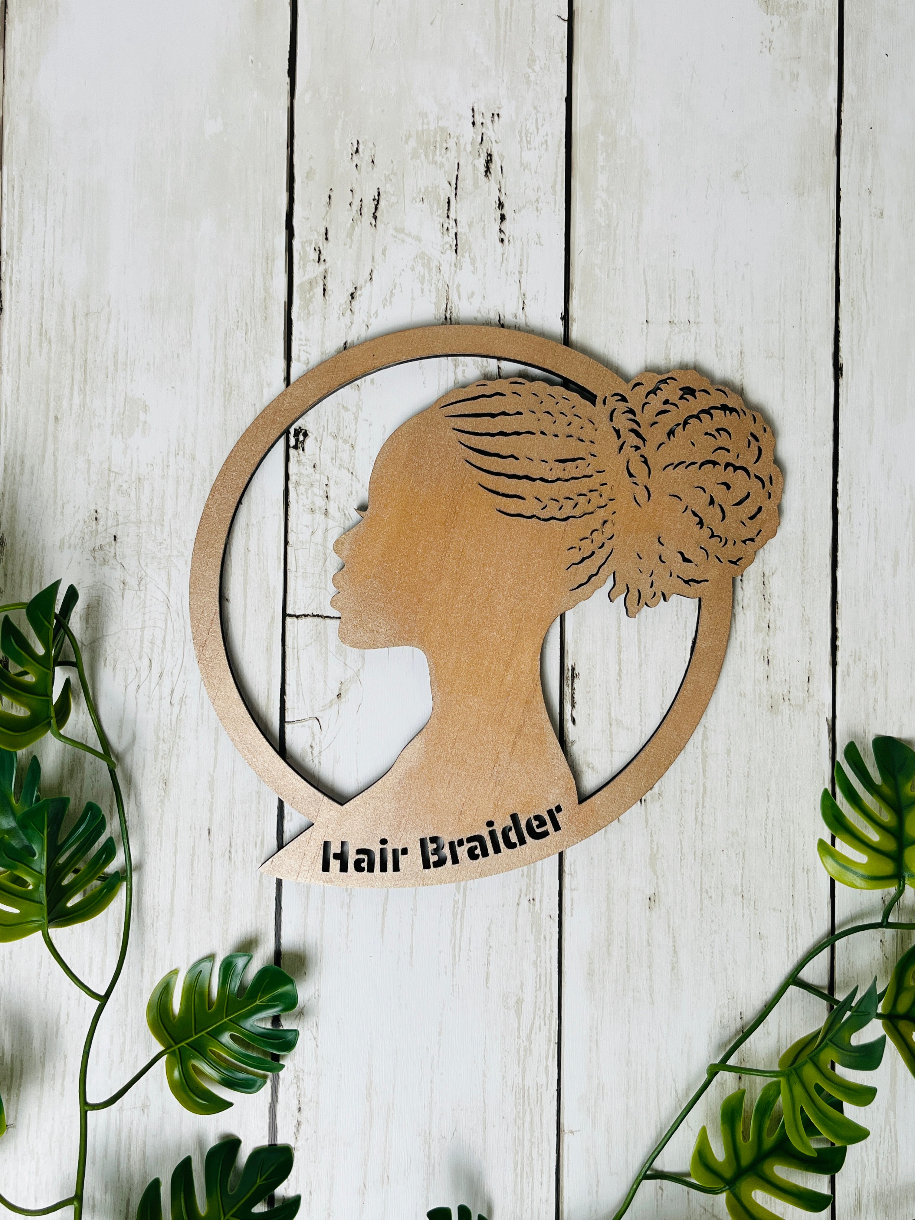 Personalized Hair Braider Sign Custom Braiding Salon Decor African Hair Braider Wall Art Beauty Salon Sign Wood or Acrylic Sign