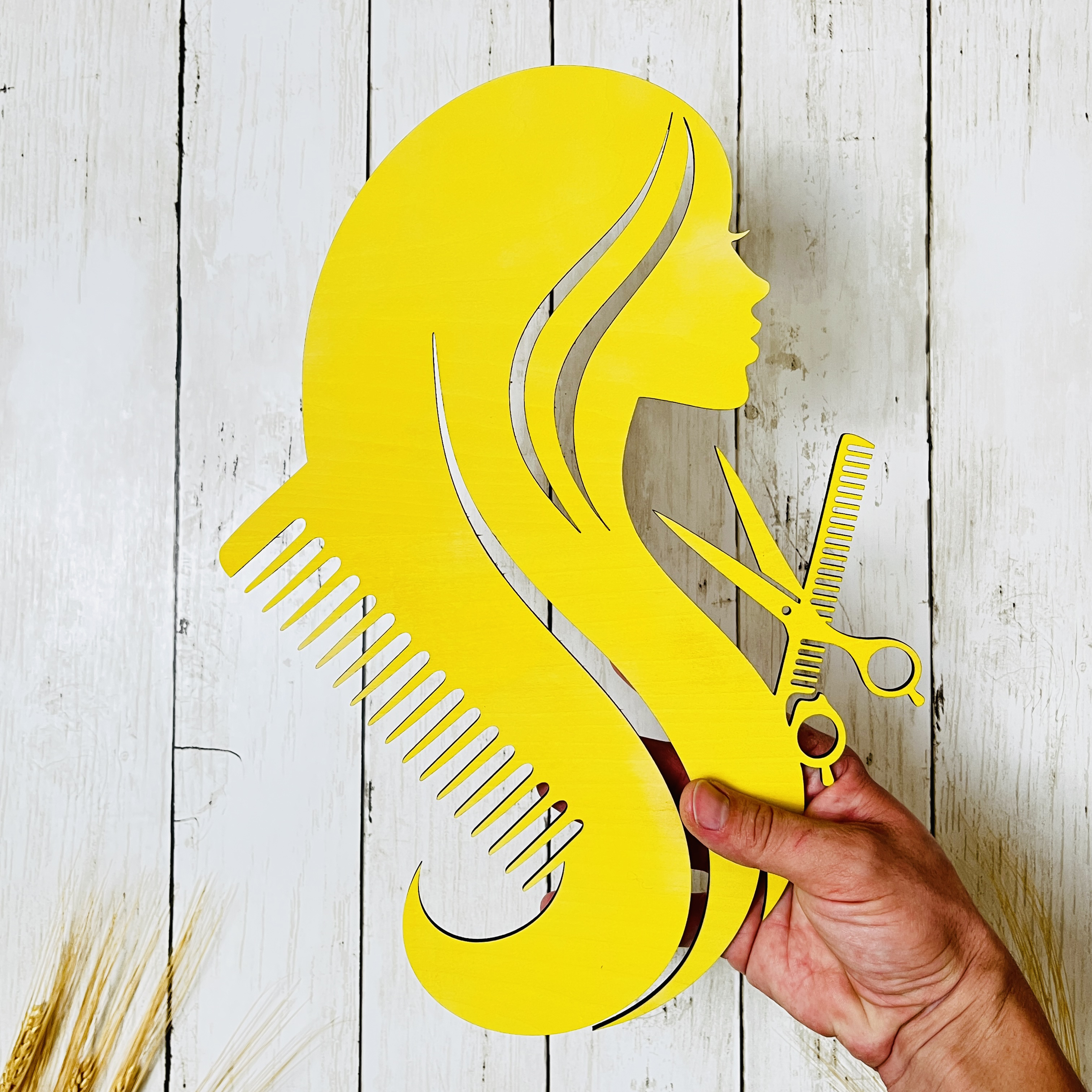 Personalized Hair Salon Wall Decor – Wooden Beauty Salon Sign, Custom Hair Stylist Wall Art, Barber Shop Decor