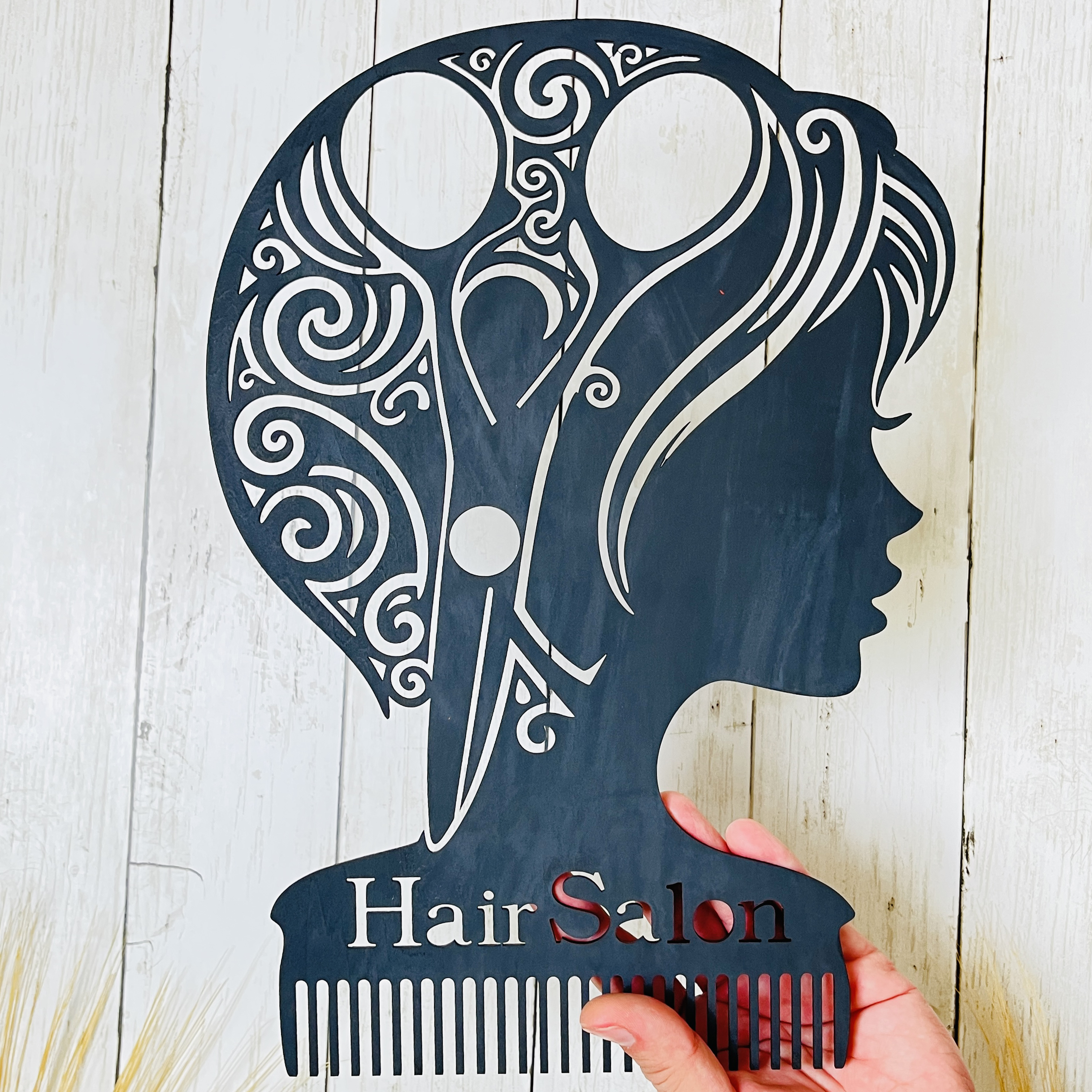 Personalized Hair Salon Wall Decor – Wooden Beauty Salon Sign, Custom Hair Stylist Wall Art, Barber Shop Decor