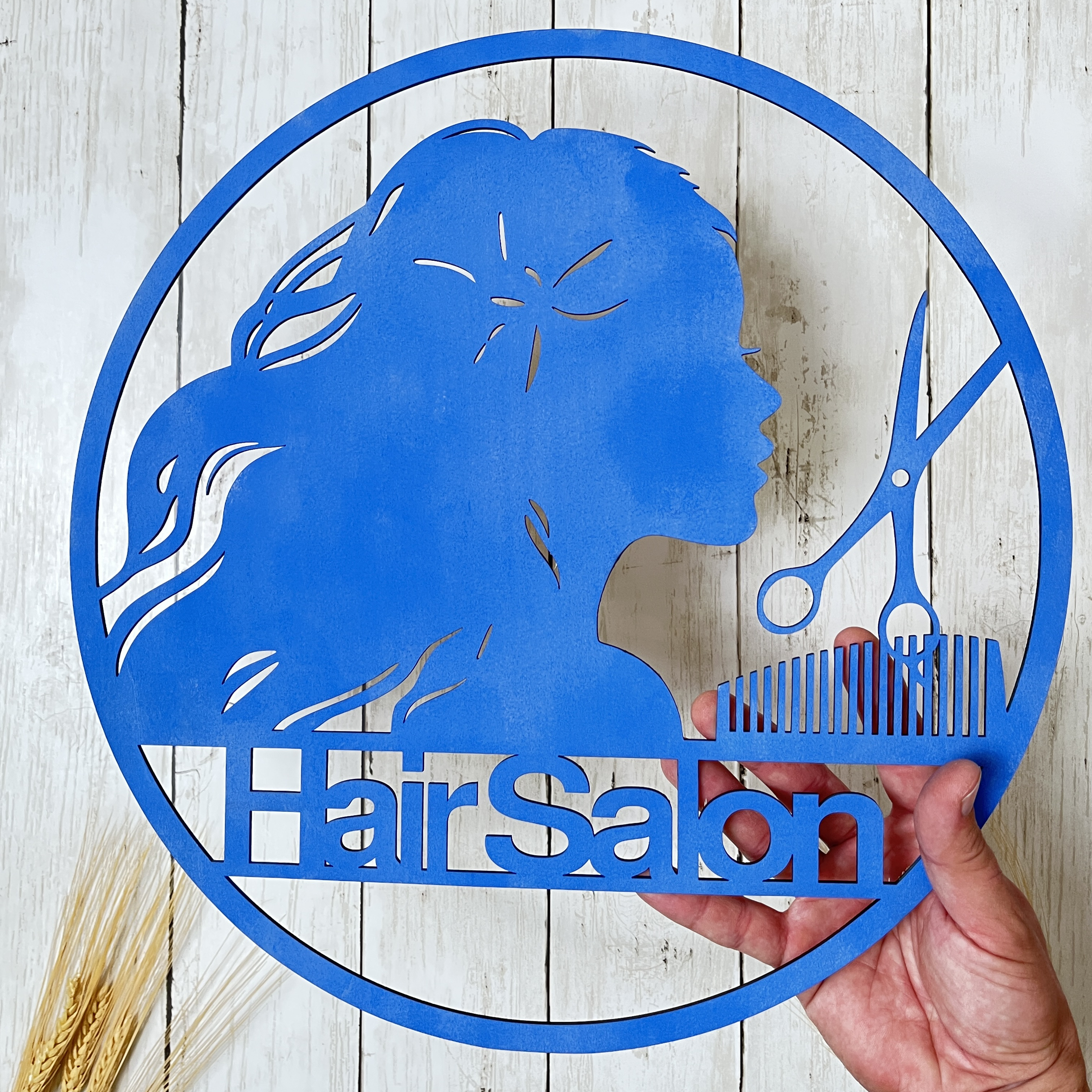 Personalized Hair Salon Wall Sign – Wooden Beauty Salon Decor, Custom Hair Stylist Sign, Barber Shop Wall Art
