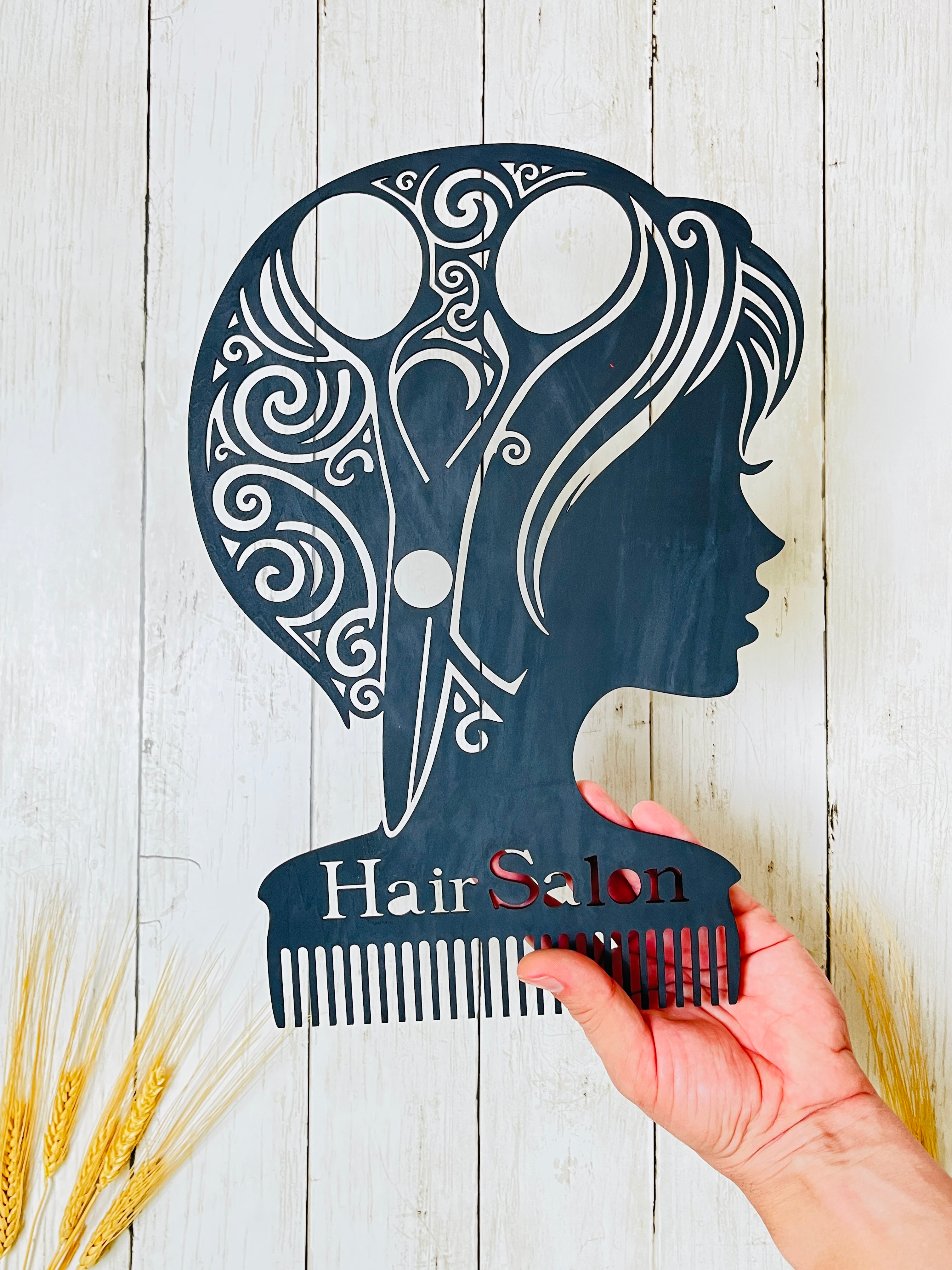 Personalized Hair Salon Wall Decor – Wooden Beauty Salon Sign, Custom Hair Stylist Wall Art, Barber Shop Decor