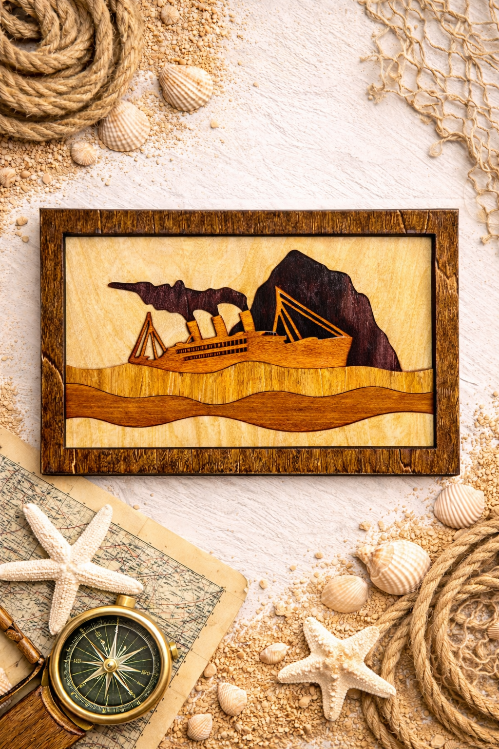 Handcrafted Wooden Ship Art – Vintage Ocean Wall Decor