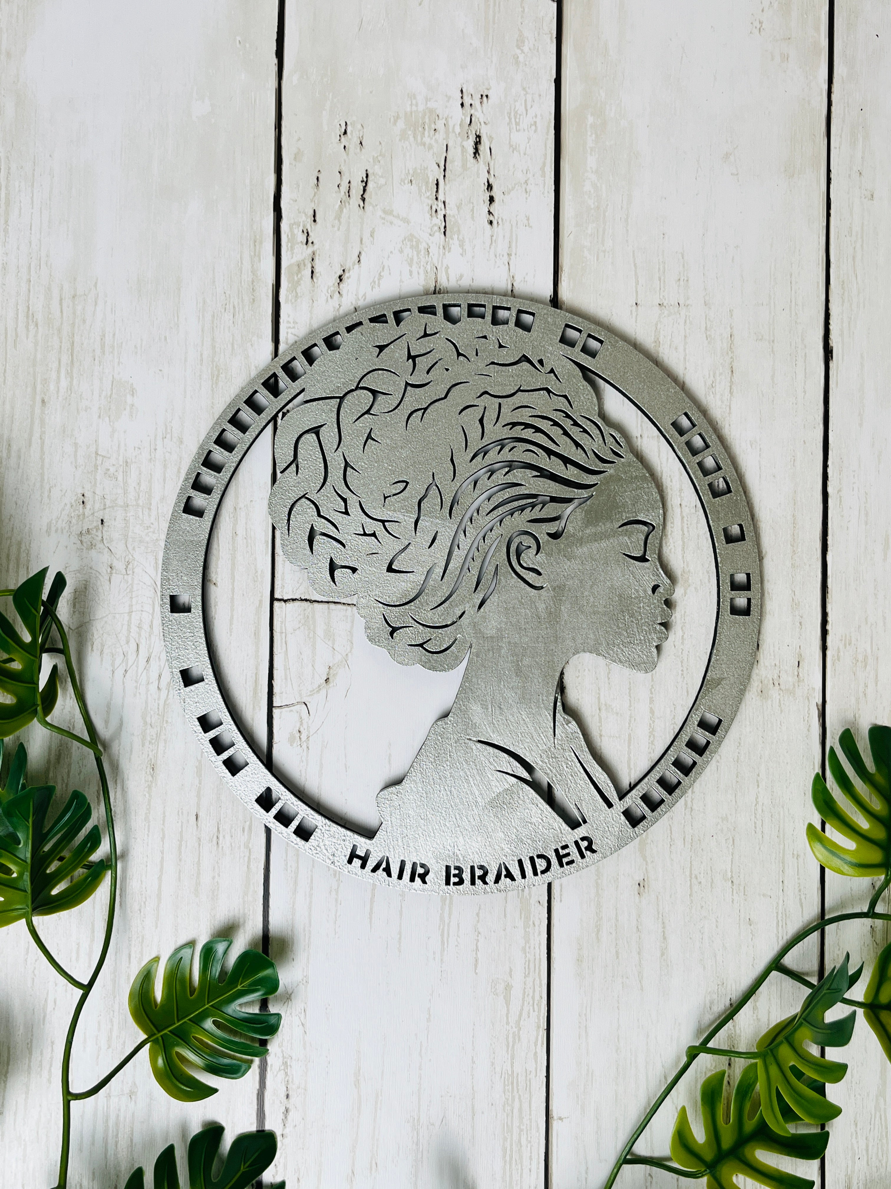 Personalized Hair Braider Sign Custom Braiding Salon Decor African Hair Braider Wall Art Beauty Salon Sign Wood or Acrylic Wall Decor