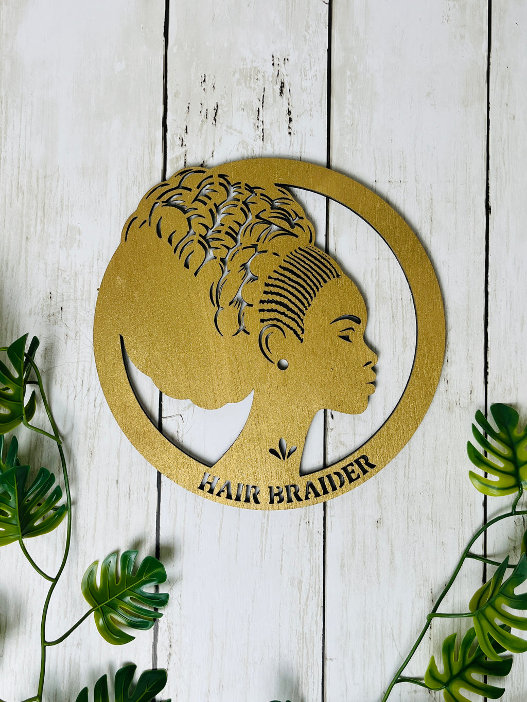Personalized Hair Braider Sign Custom Braiding Salon Decor African Hair Braider Wall Art Beauty Salon Sign Wood or Acrylic Wall Decor
