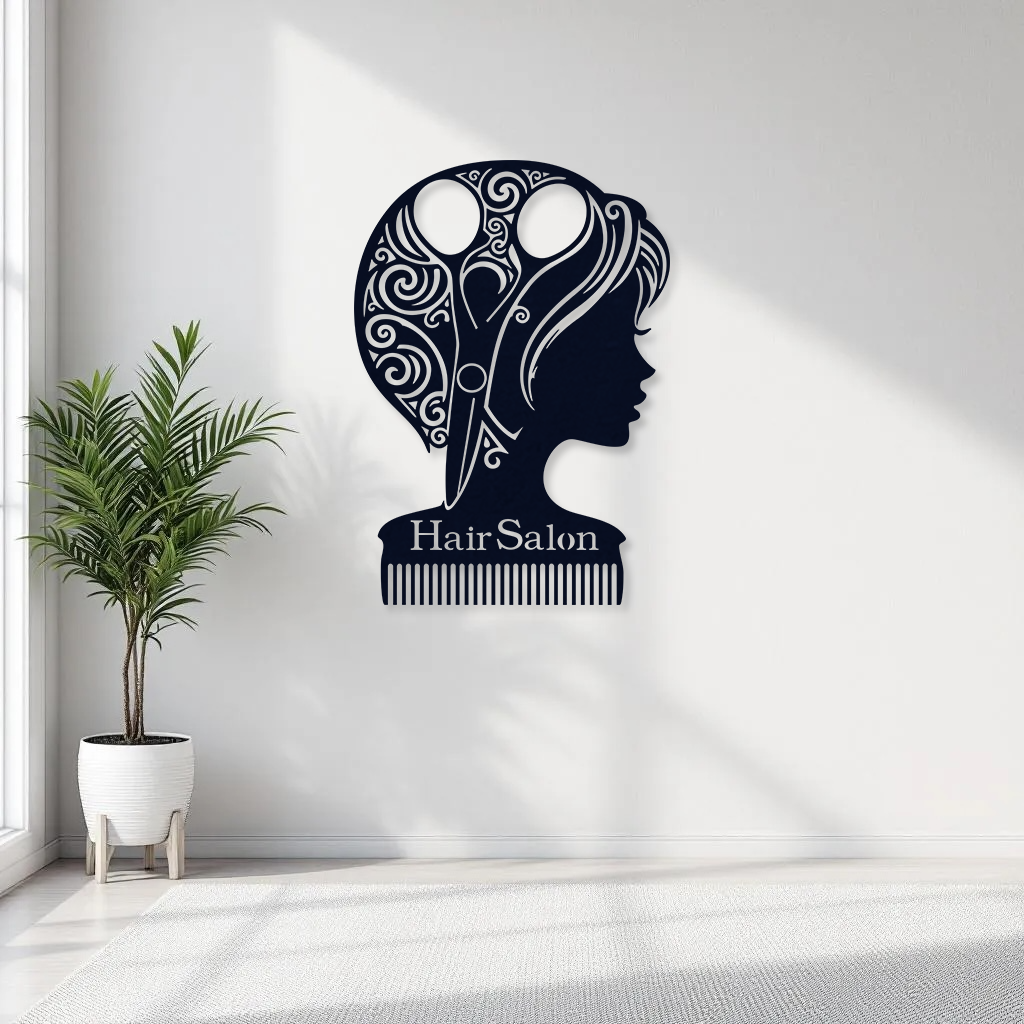 Personalized Hair Salon Wall Decor – Wooden Beauty Salon Sign, Custom Hair Stylist Wall Art, Barber Shop Decor