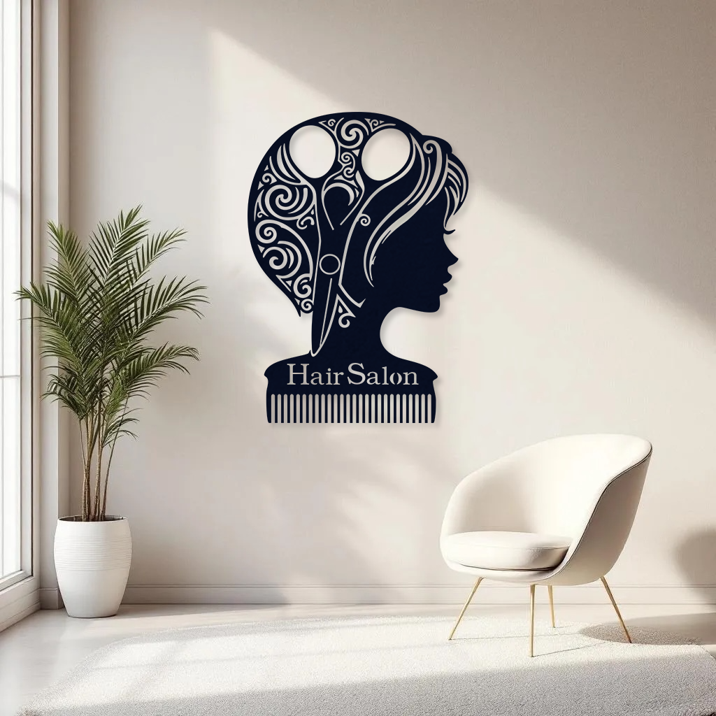 Personalized Hair Salon Wall Decor – Wooden Beauty Salon Sign, Custom Hair Stylist Wall Art, Barber Shop Decor