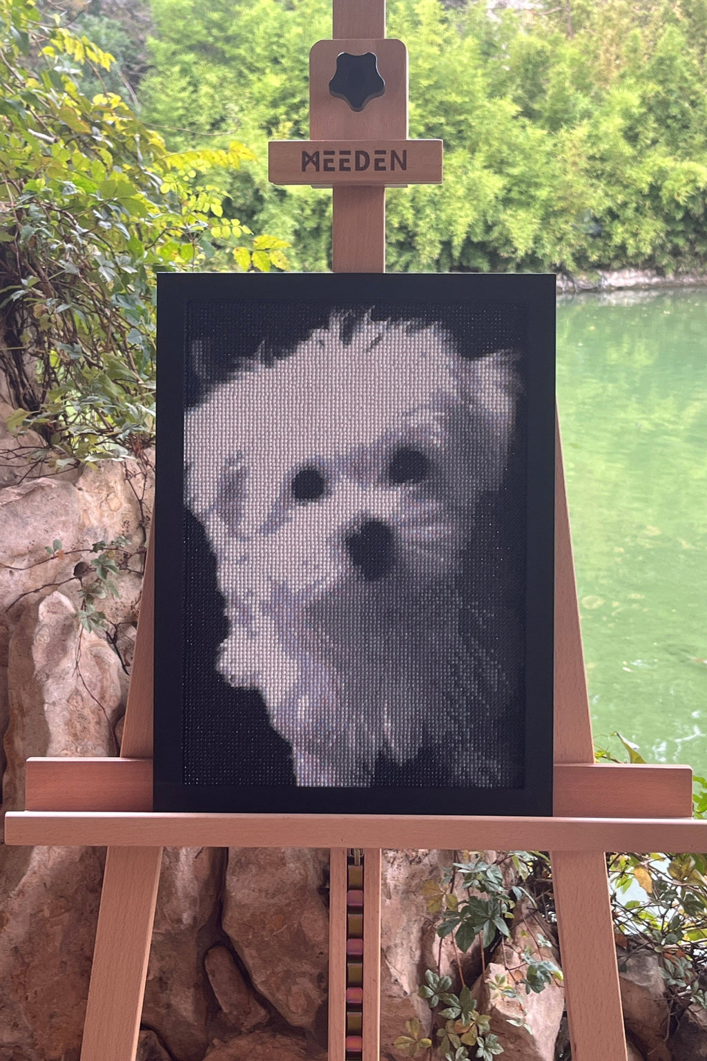Black & White Fluffy Pup – Diamond Painting Art