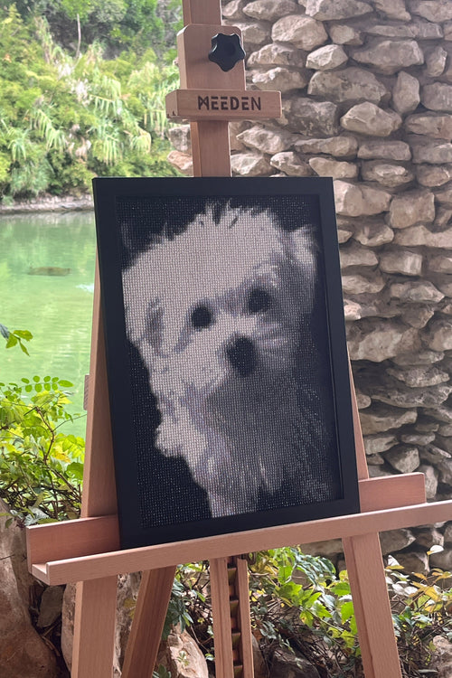 Black & White Fluffy Pup – Diamond Painting Art