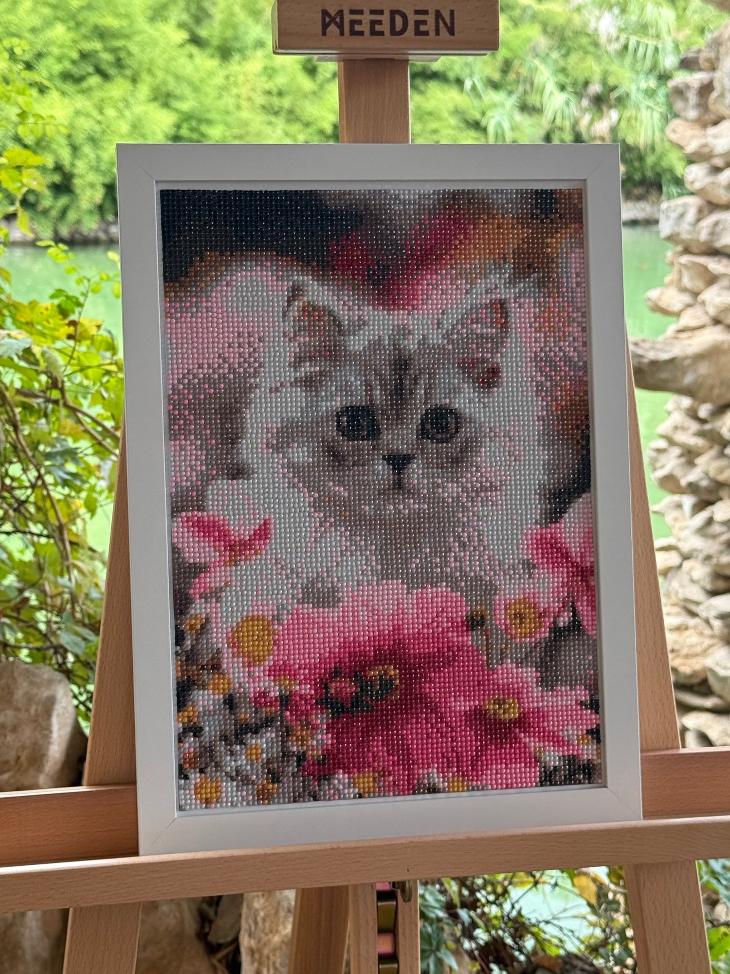 Cute Fluffy Cat Garden – Handmade Diamond Painting