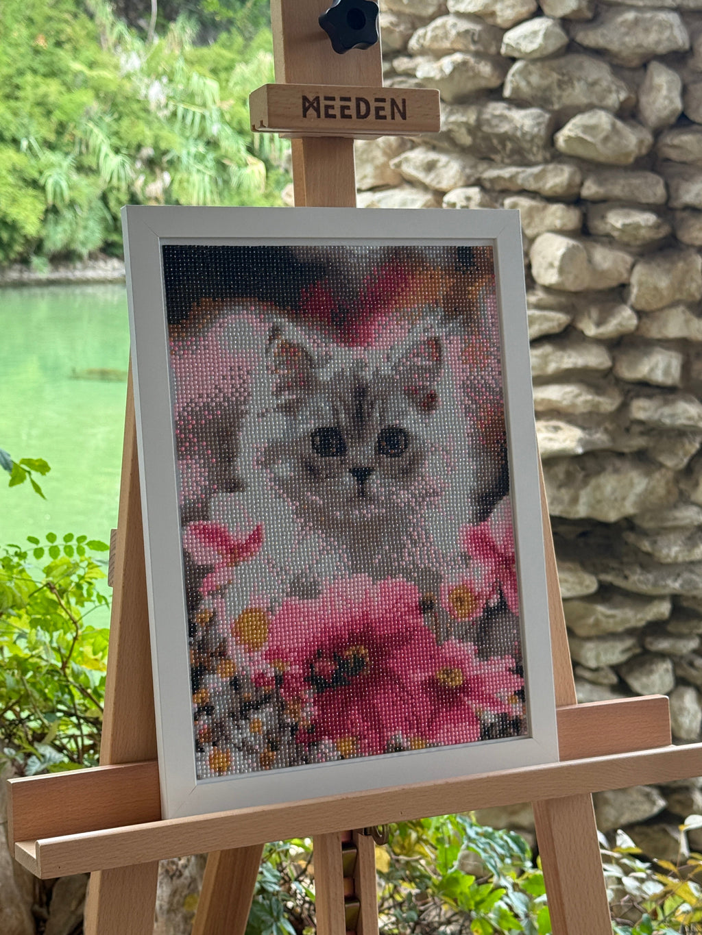 Cute Fluffy Cat Garden – Handmade Diamond Painting