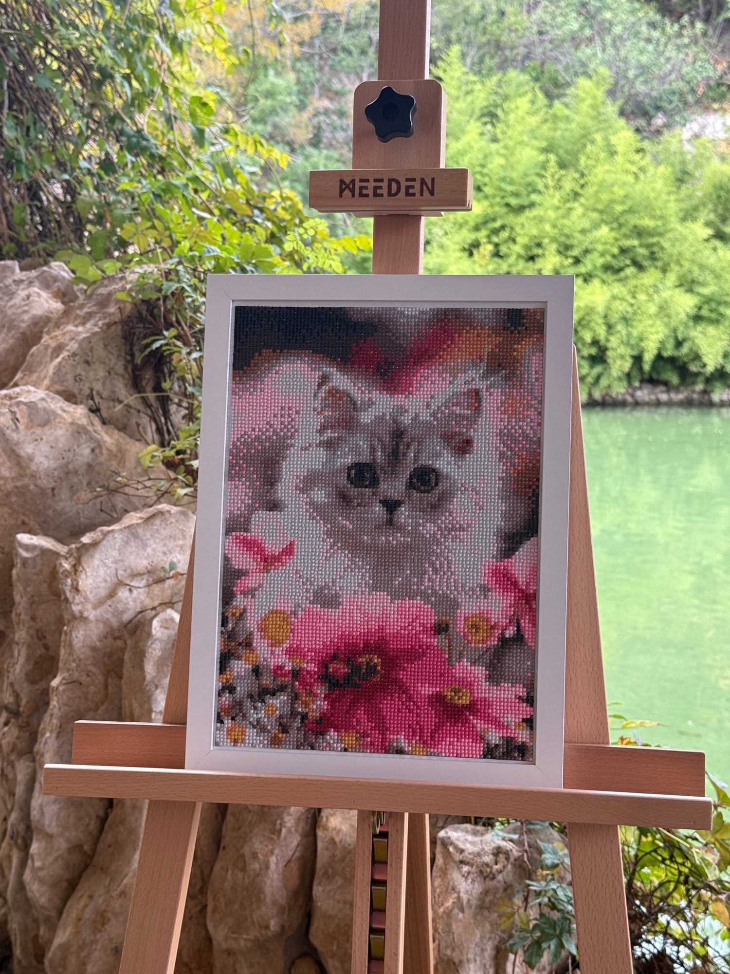 Cute Fluffy Cat Garden – Handmade Diamond Painting