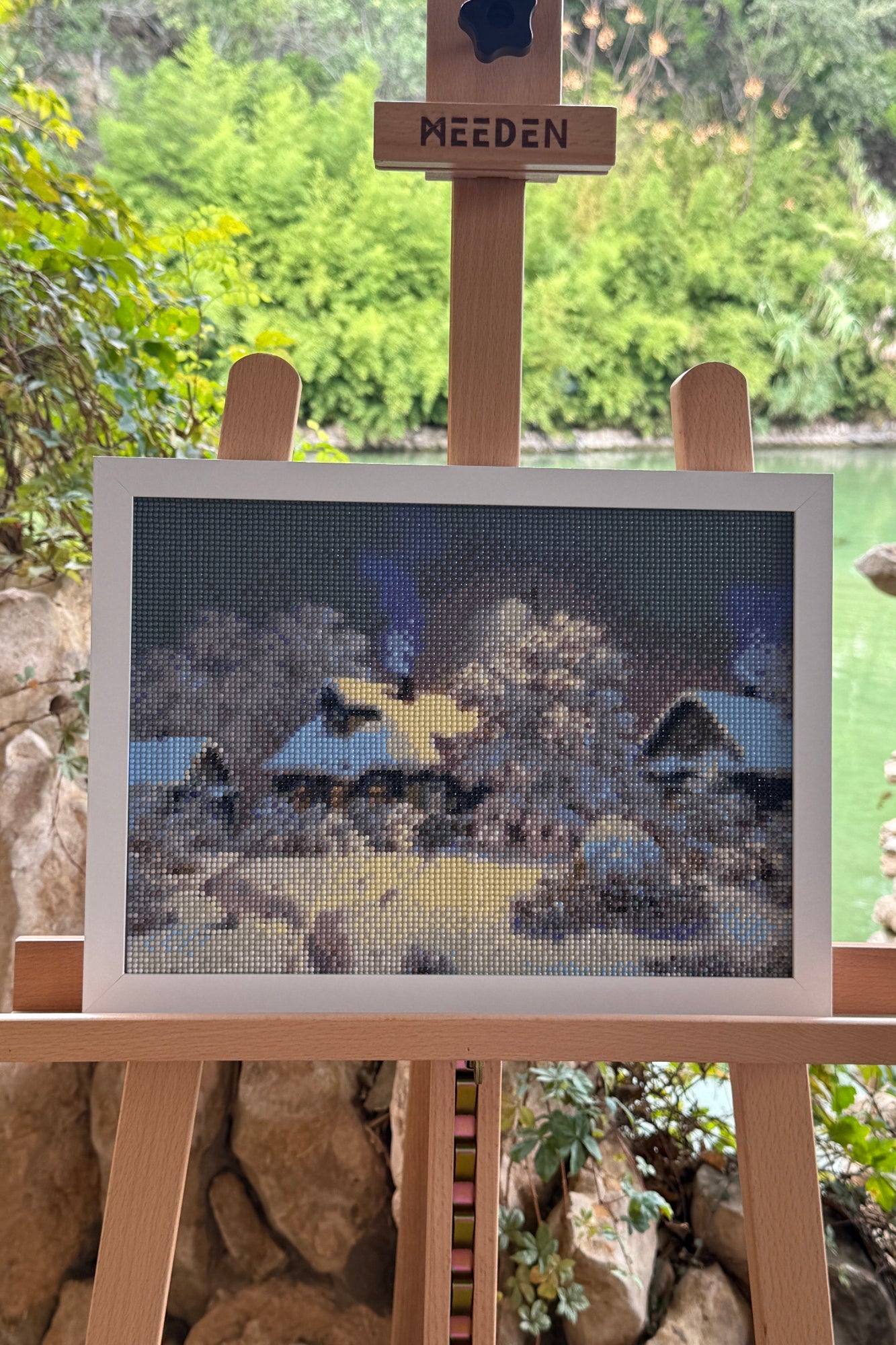 Winter Village Glow – Diamond Painting Landscape Art