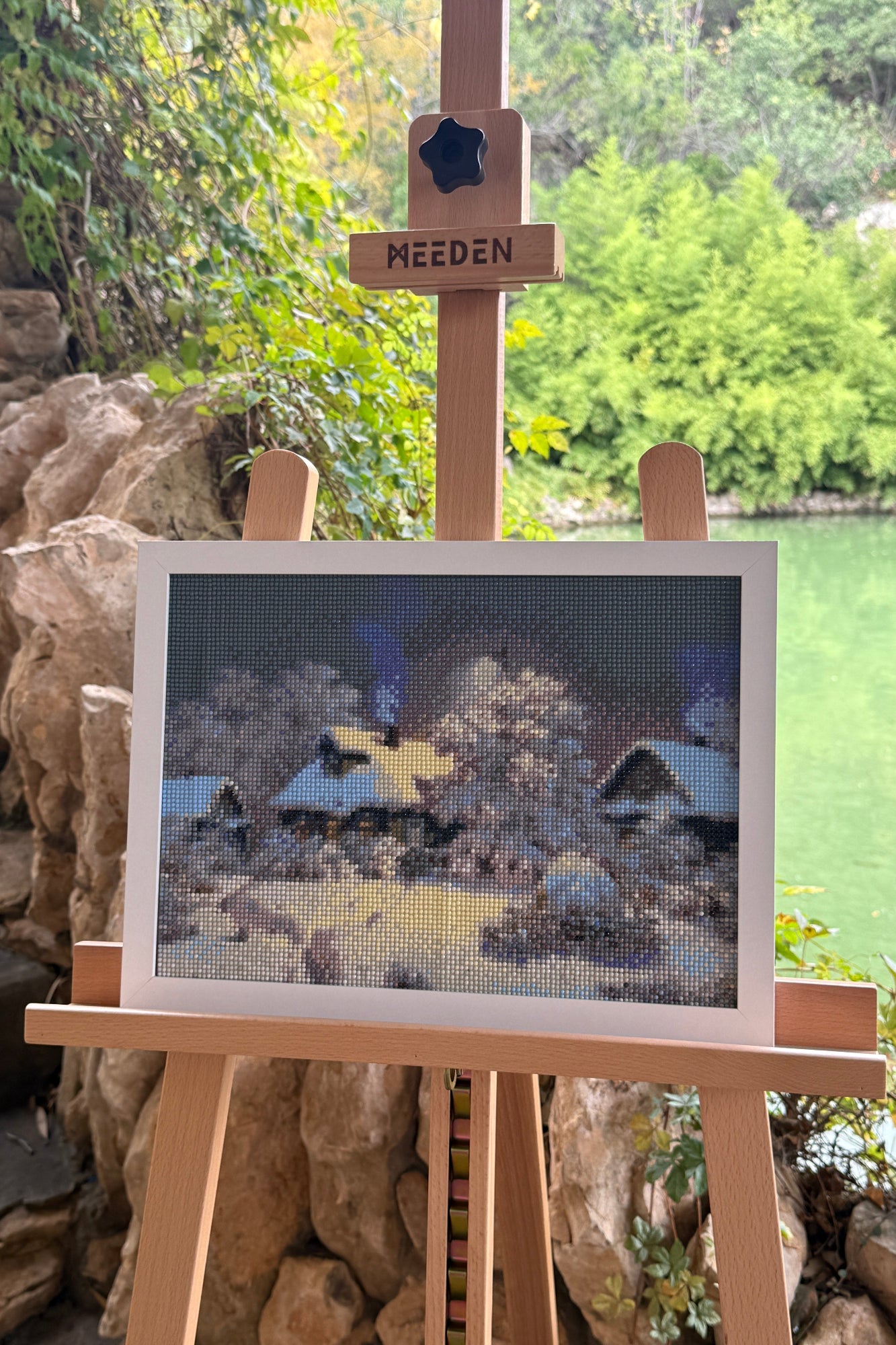 Winter Village Glow – Diamond Painting Landscape Art