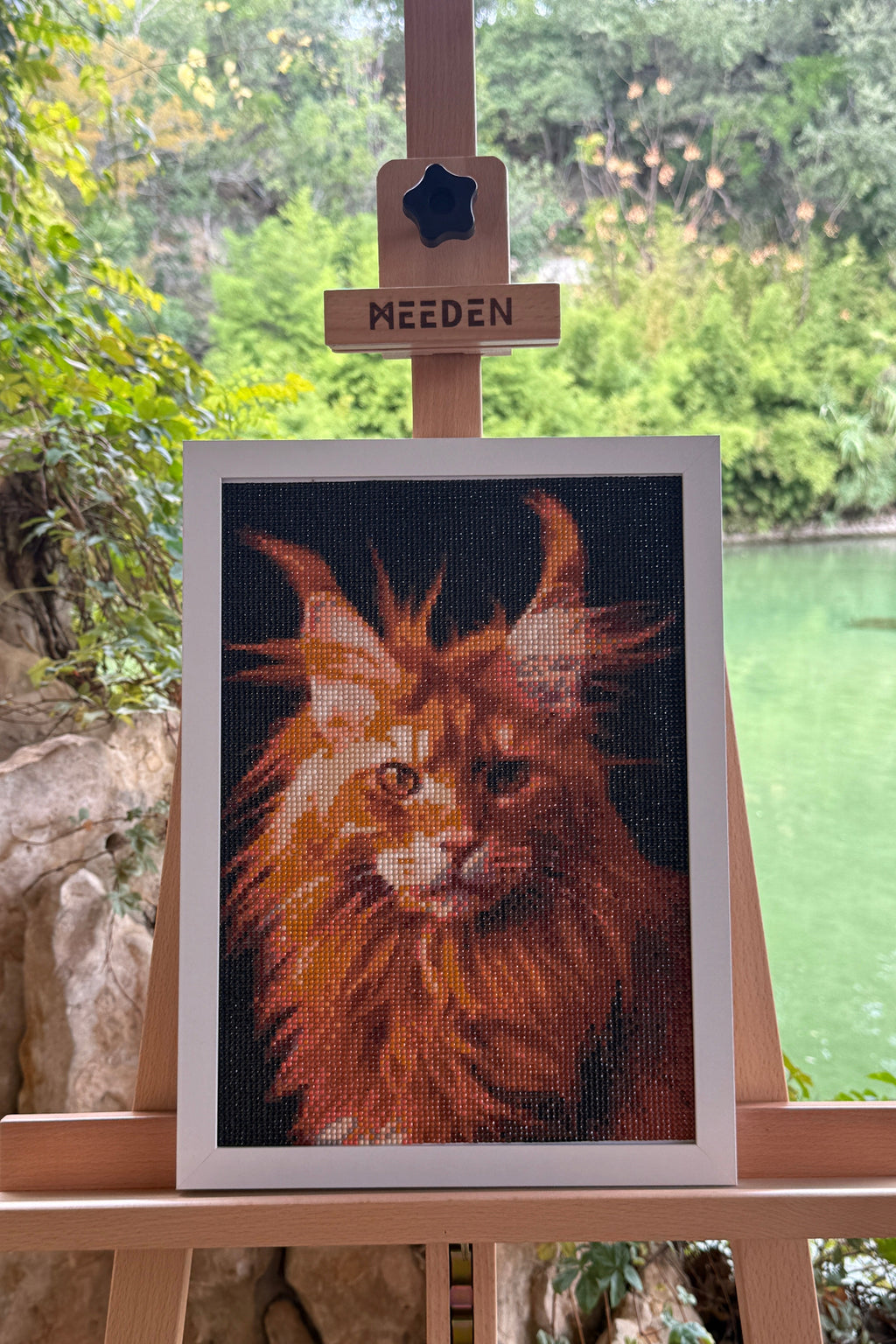 Fiery Maine Coon – Diamond Painting Cat Art”