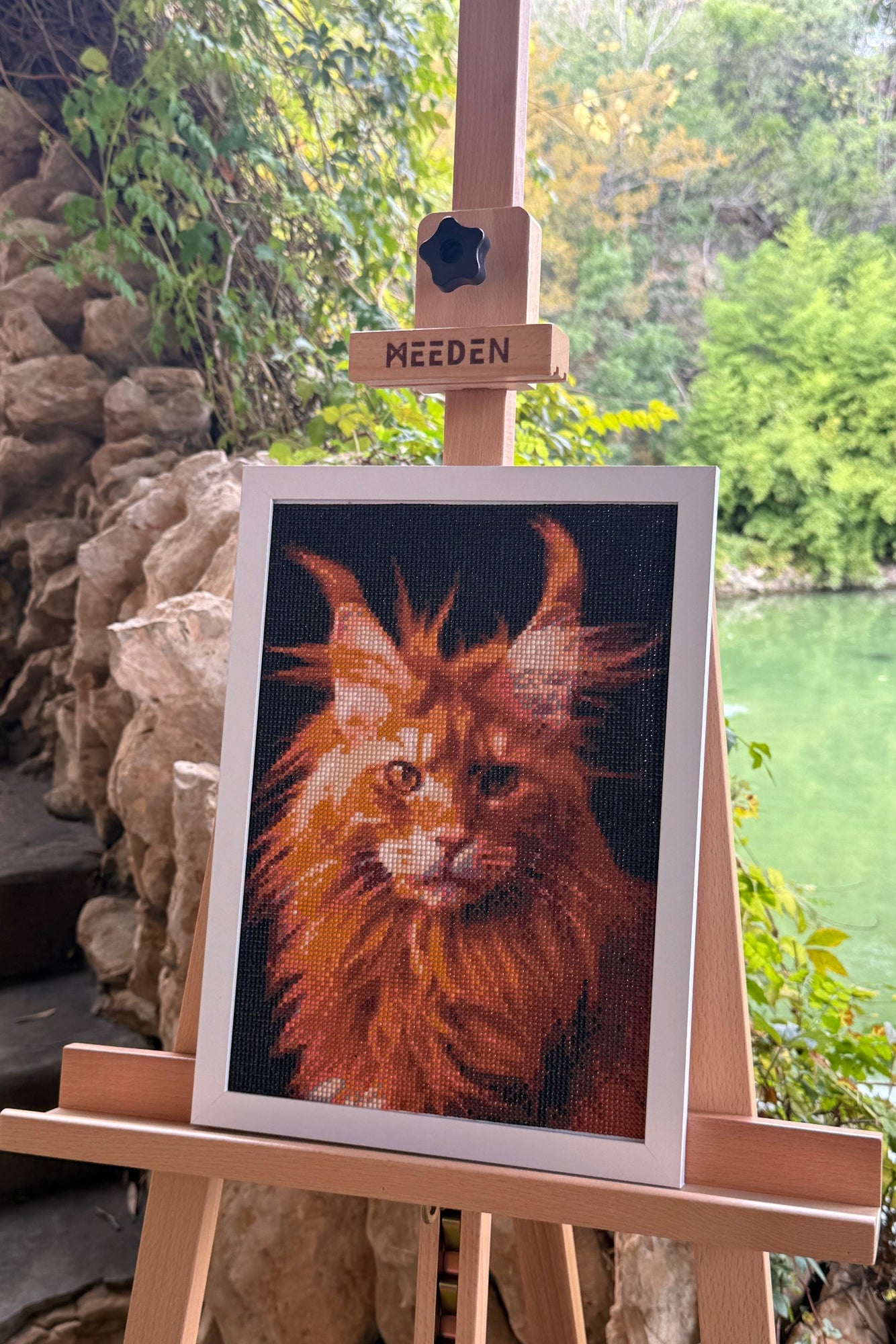Fiery Maine Coon – Diamond Painting Cat Art”