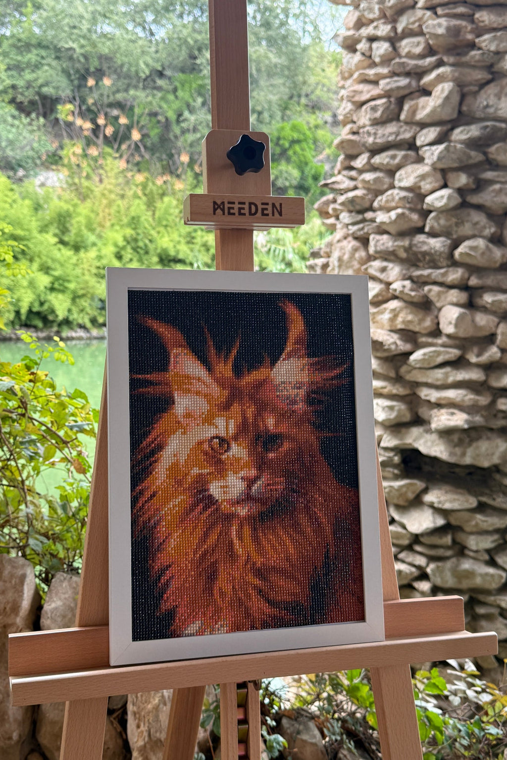 Fiery Maine Coon – Diamond Painting Cat Art”