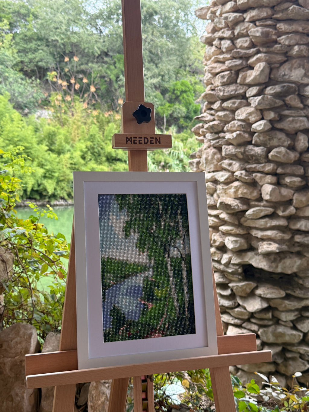 Summer Birch River – Handmade Diamond Painting Landscape Wall Art