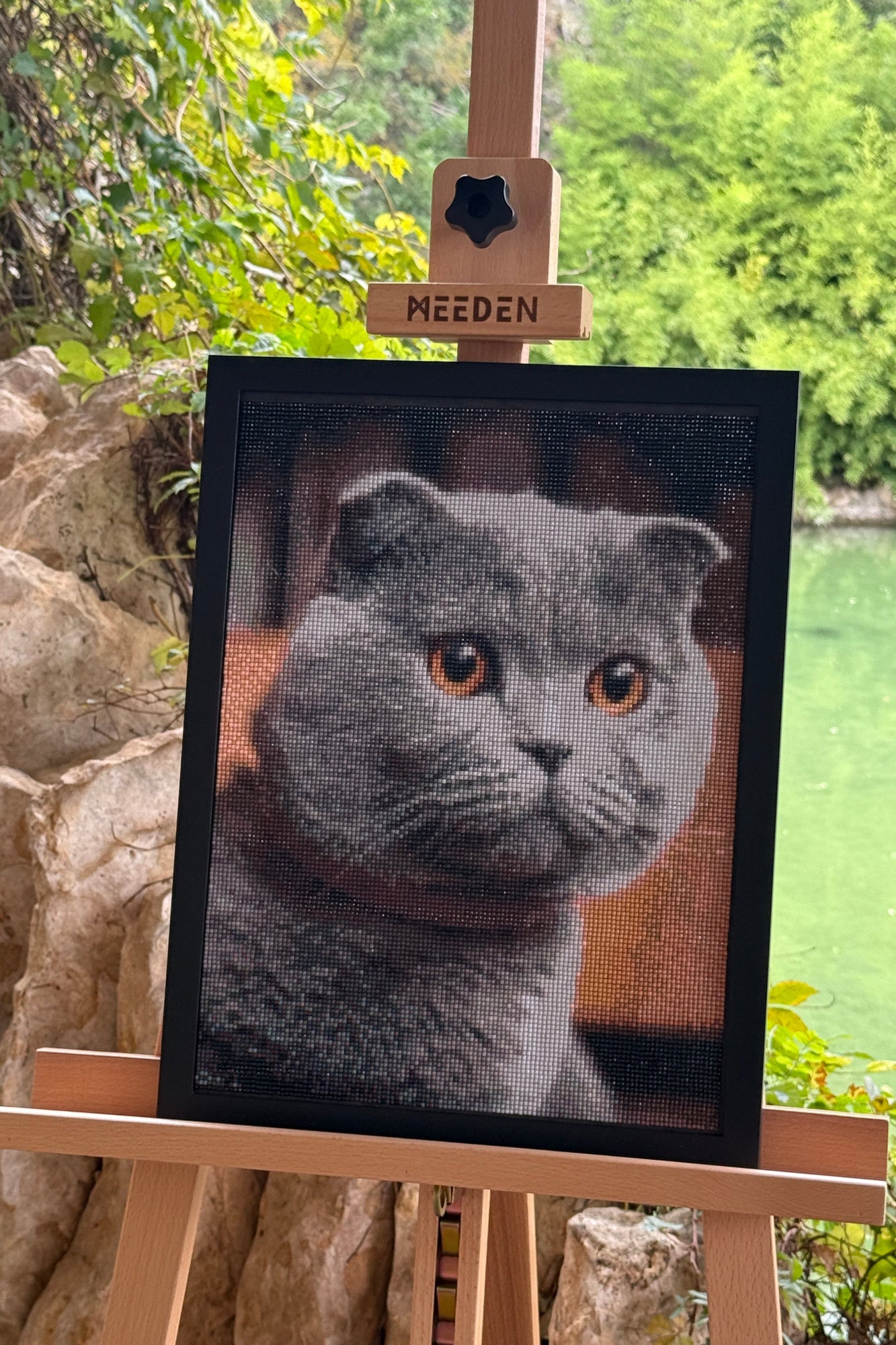 Amber-Eyed British Cat – Diamond Painting Art