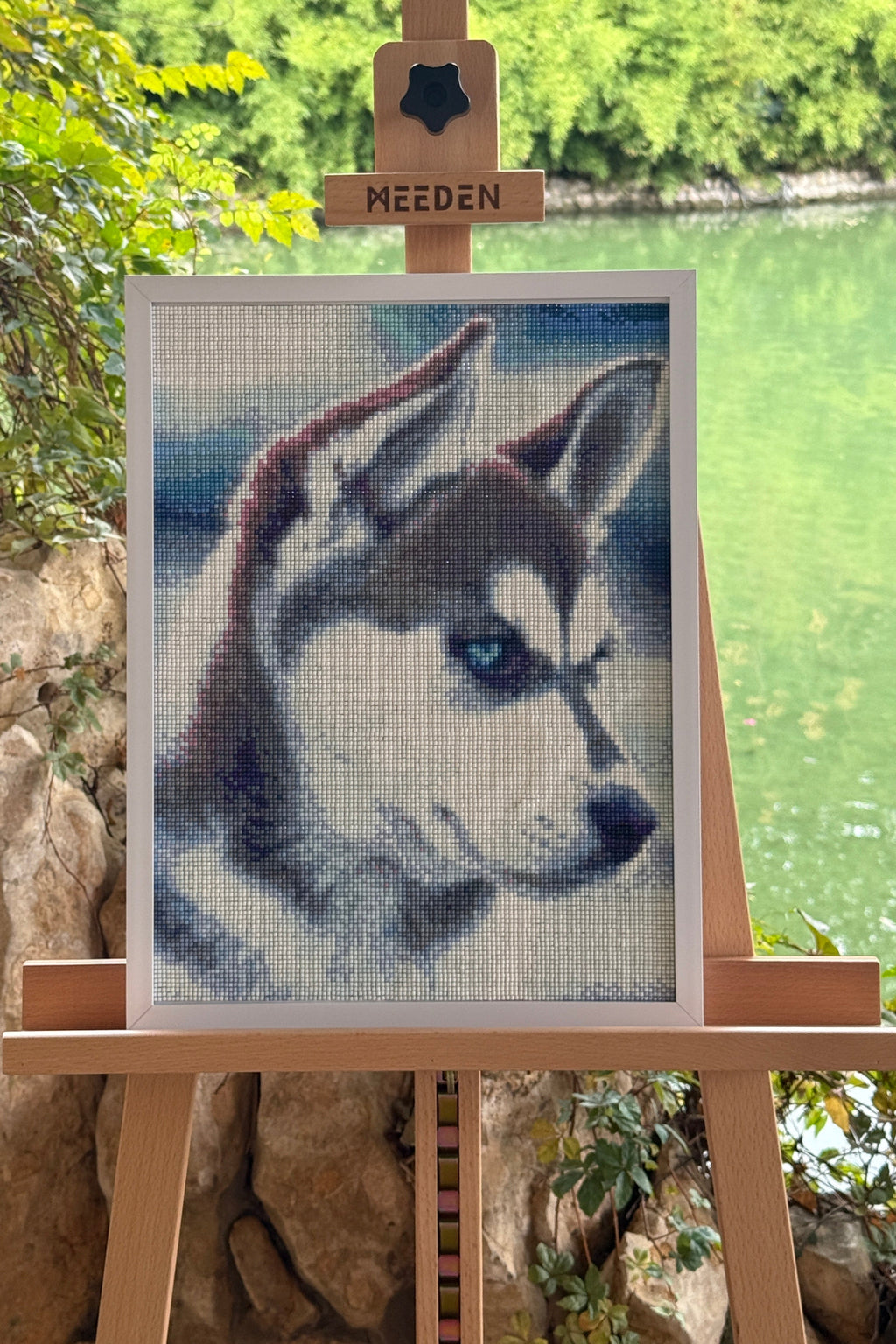 Blue Husky Gaze – Diamond Painting Art