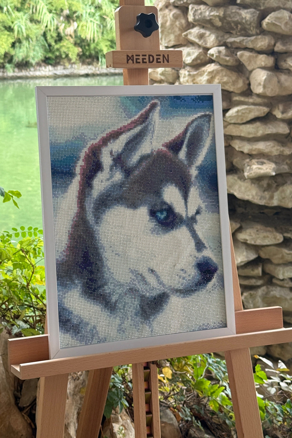Blue Husky Gaze – Diamond Painting Art