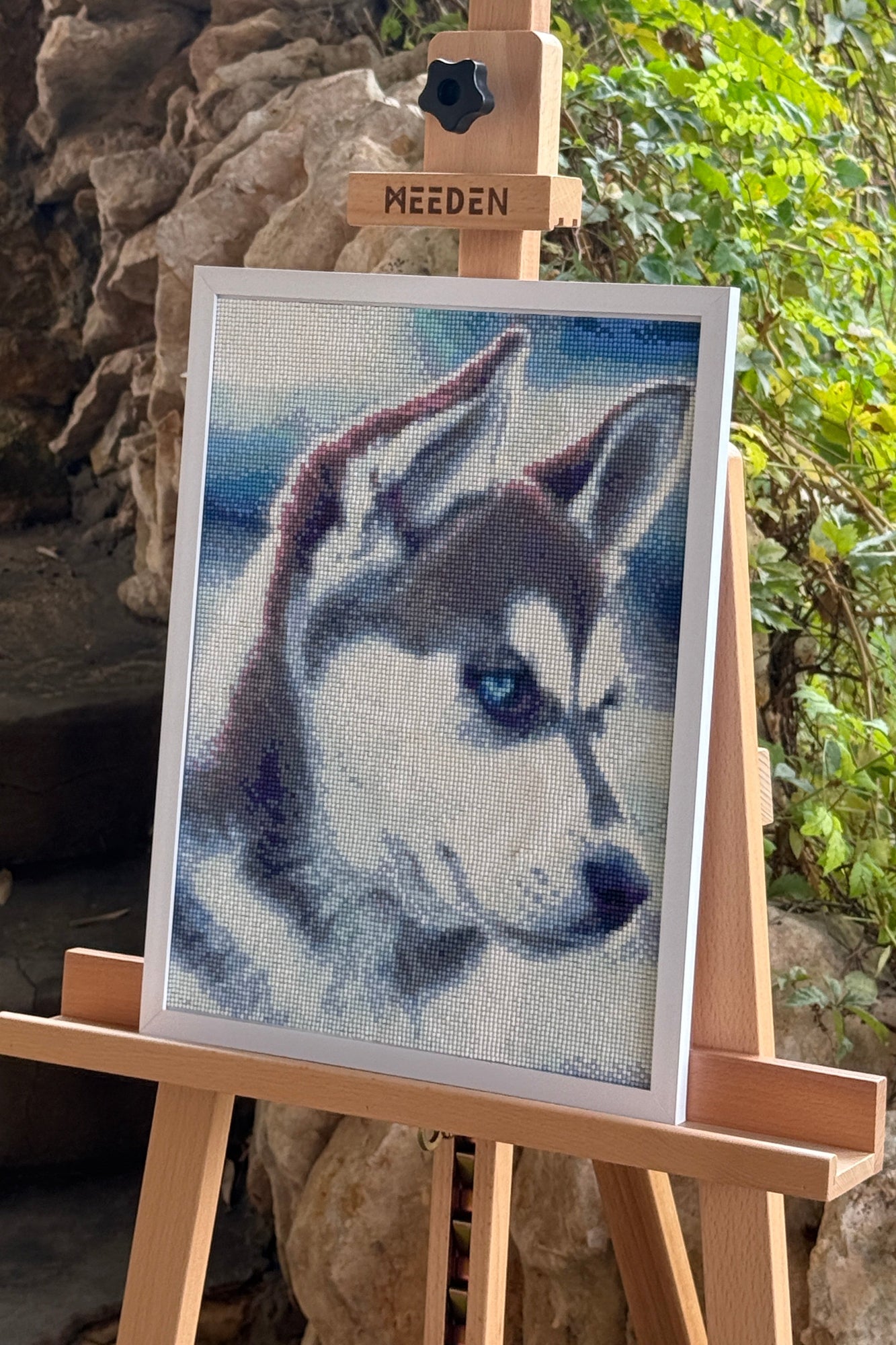 Blue Husky Gaze – Diamond Painting Art