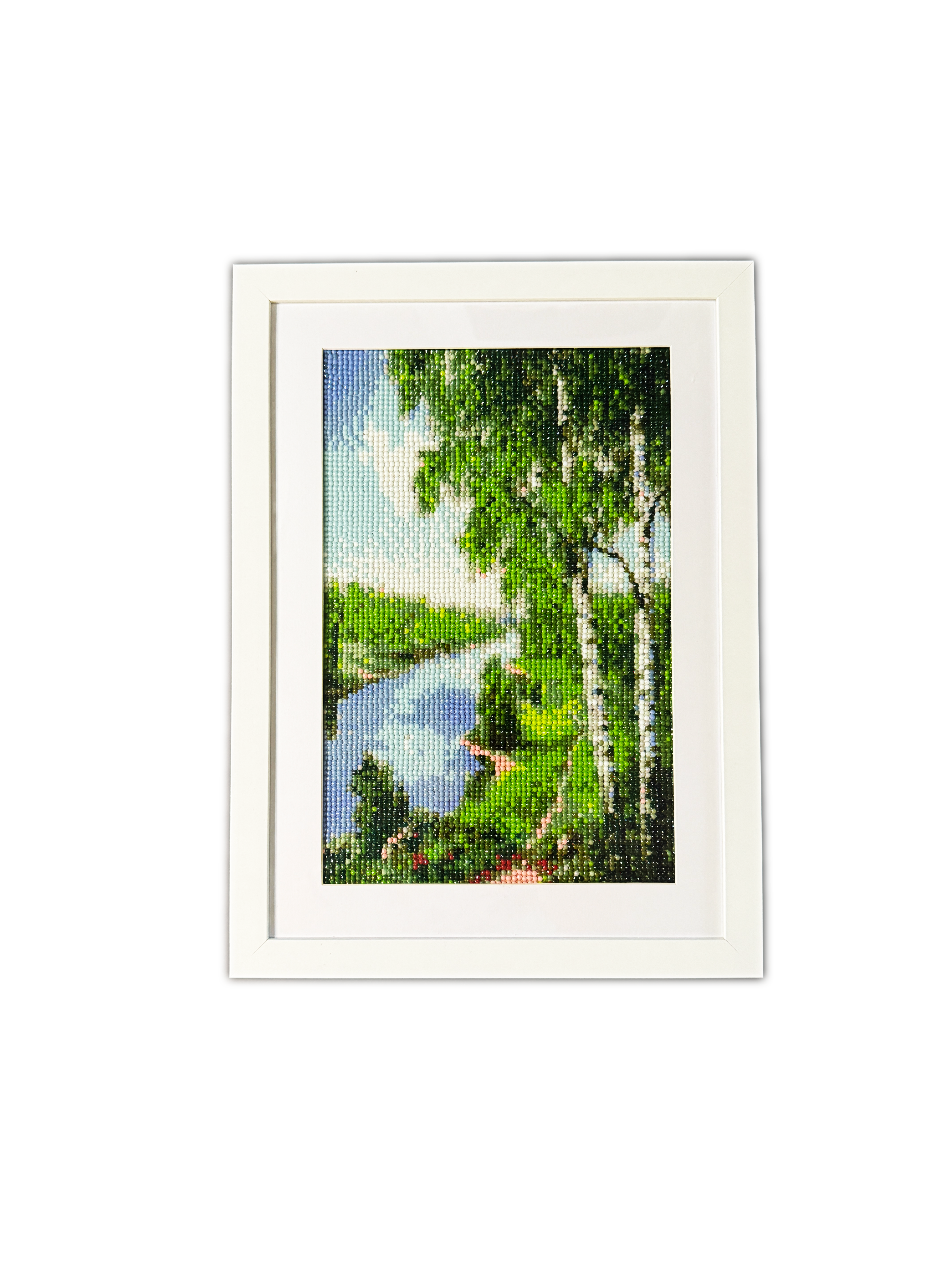 Summer Birch River – Handmade Diamond Painting Landscape Wall Art