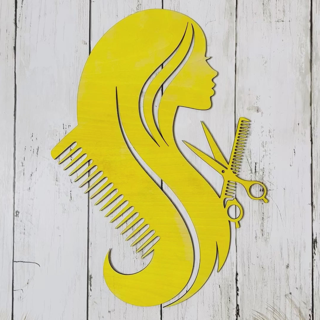 Personalized Hair Salon Wall Decor – Wooden Beauty Salon Sign, Custom Hair Stylist Wall Art, Barber Shop Decor