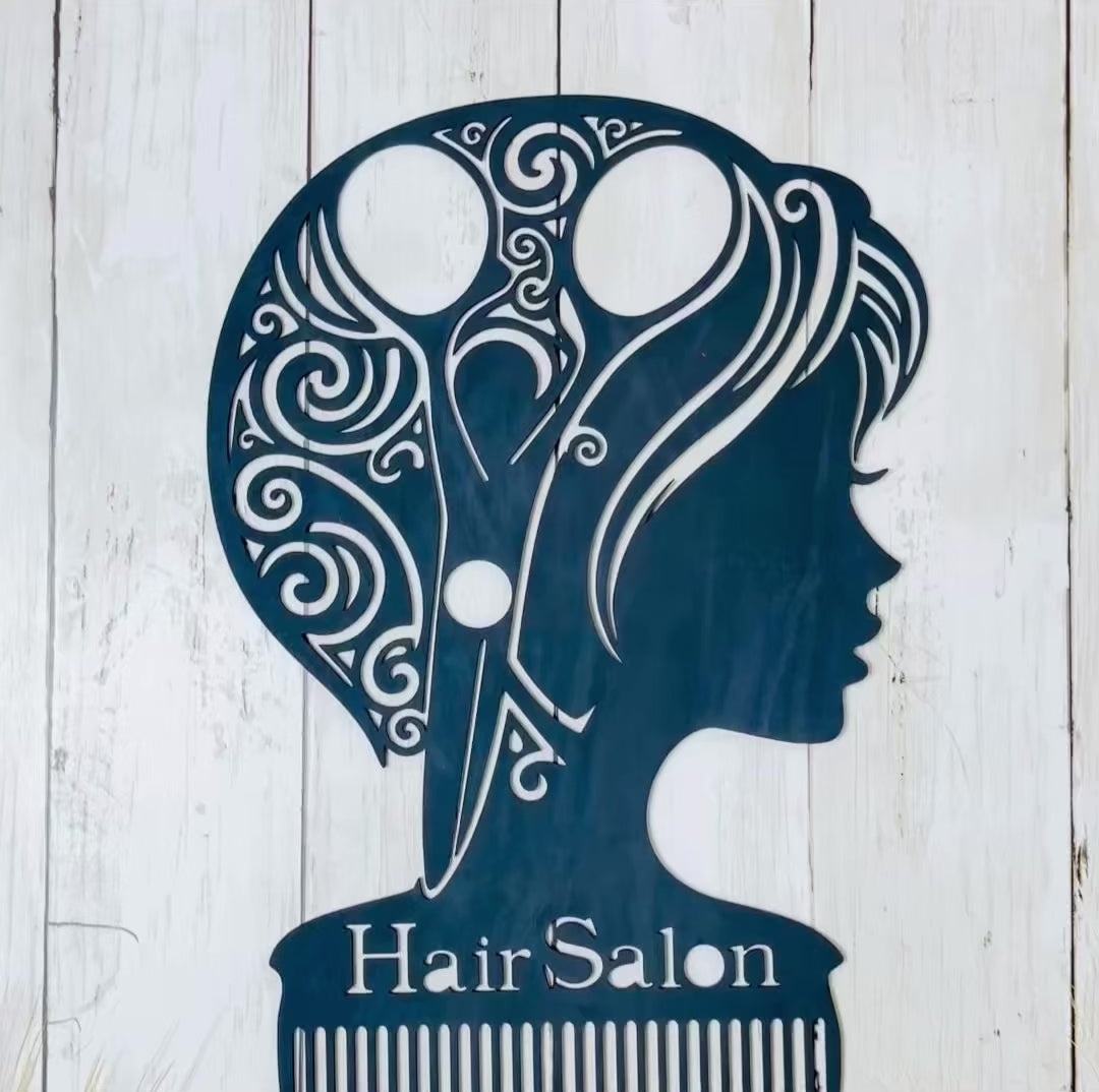 Personalized Hair Salon Wall Decor – Wooden Beauty Salon Sign, Custom Hair Stylist Wall Art, Barber Shop Decor