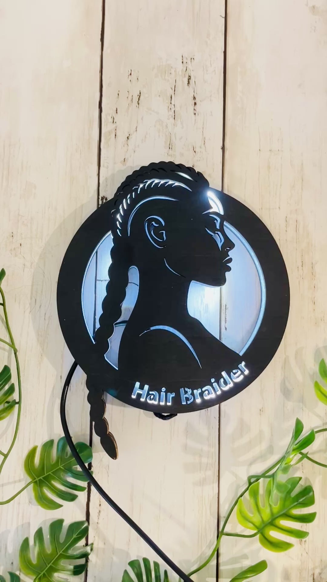 Personalized Hair Braider Sign Custom Braiding Salon Decor Hair Stylist Wall Art Beauty Salon Sign Wood or Acrylic Sign
